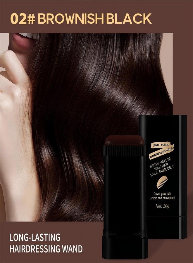 TABOUNTS 2-in-1 Hair Color Stick & Comb, Long-Lasting Waterproof Color,Sweat-Proof, Quick Root Touch-Up, Coloring Tool – For Women & Men (Brownish Black-2PCS) - Image 2